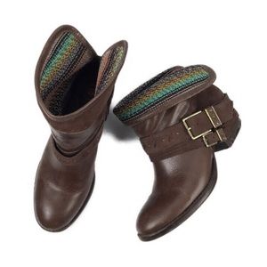 The Sak Brown Leather Southwestern Ankle Boots